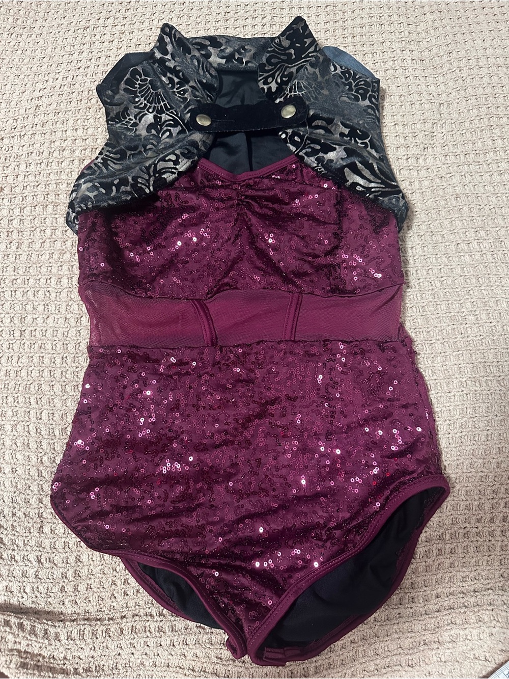 Weissman Plum Sequin One-Piece Dance Costume